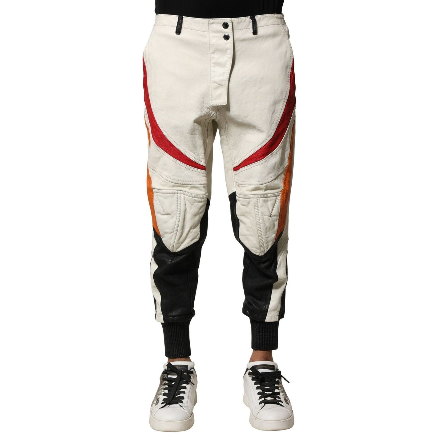 Dolce & Gabbana Multicolor Lambskin Tapered Men Pants
