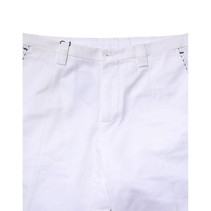 Dolce & Gabbana White Cotton Straight Logo Men Pants