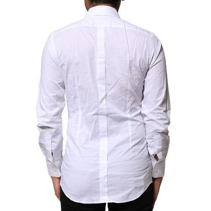 Dolce & Gabbana White Cotton GOLD Long Sleeves Dress Shirt