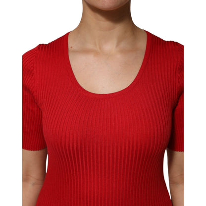 Dolce & Gabbana Red Round Neck Short Sleeves Pullover Top