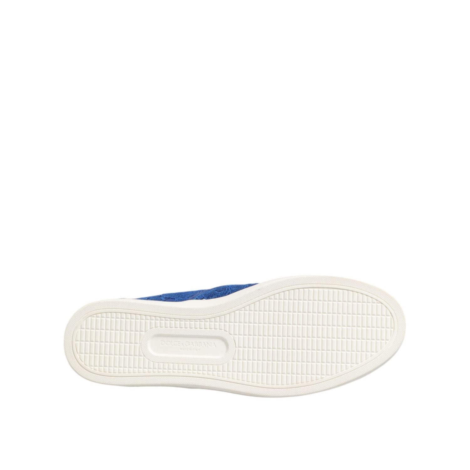 Dolce & Gabbana Blue Leather Lace Slip On Sneaker Shoes