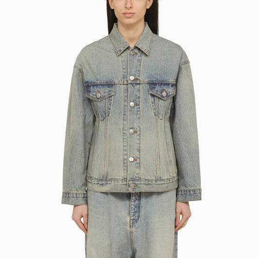 Balenciaga Light blue washed-effect denim jacket