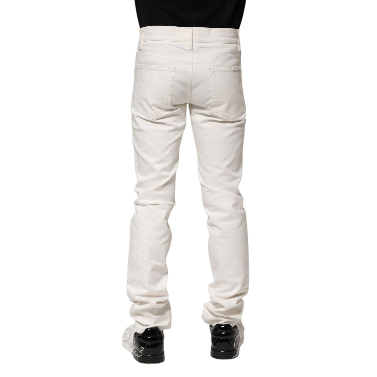 Dolce & Gabbana White Cotton Skinny Men Denim Jeans