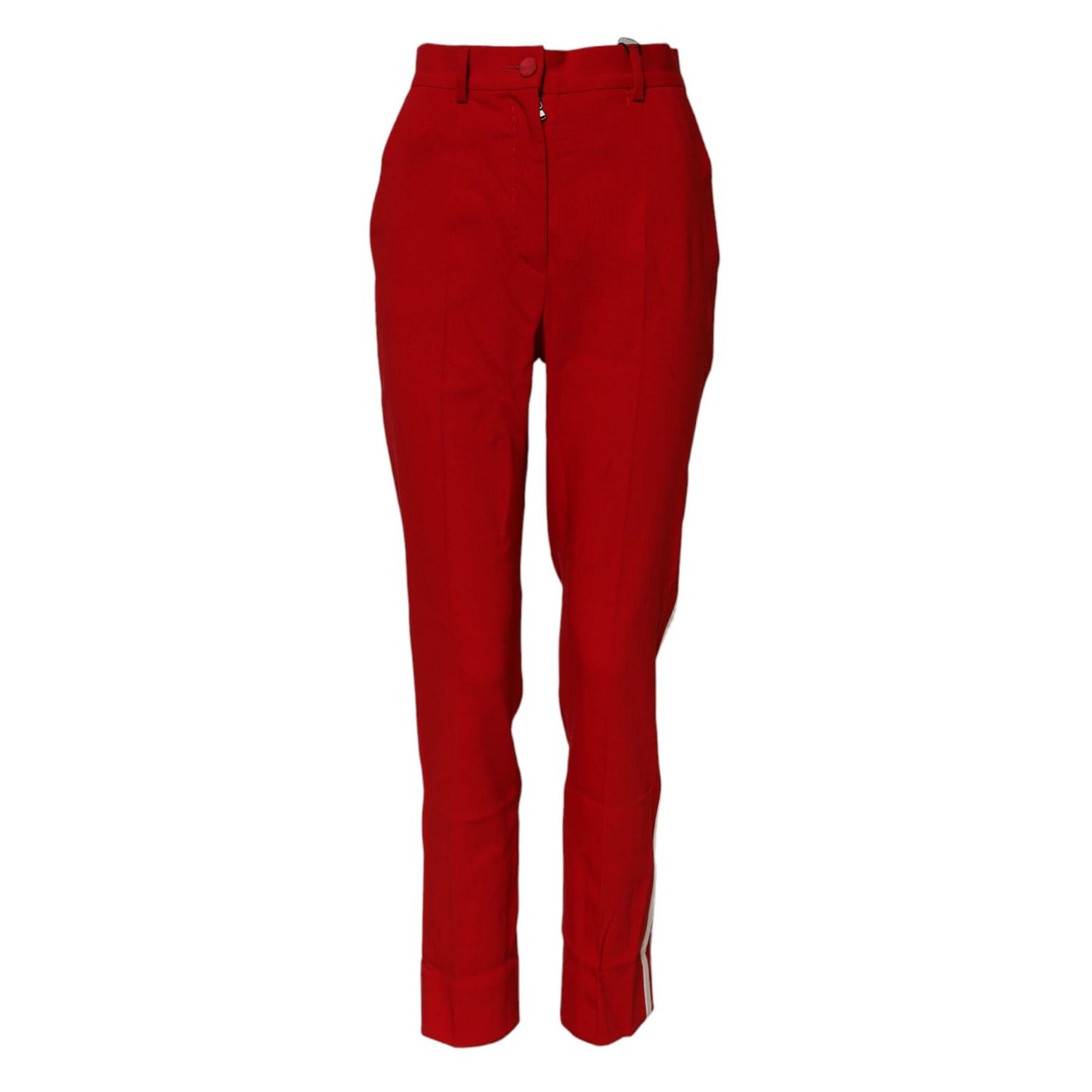 Dolce & Gabbana Red Wool Mid Waisted Tapered Pants
