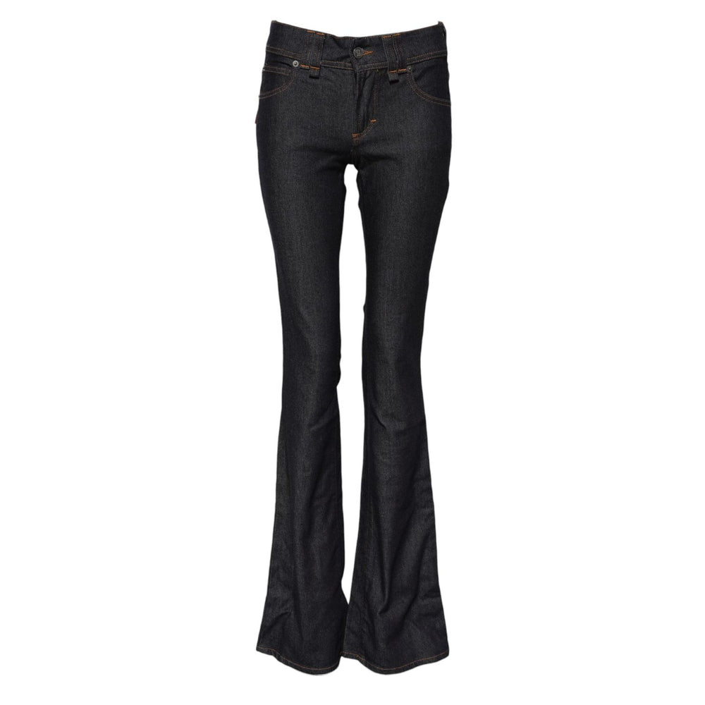 John Galliano Blue Mid Waist Cotton Wide Leg Denim Jeans