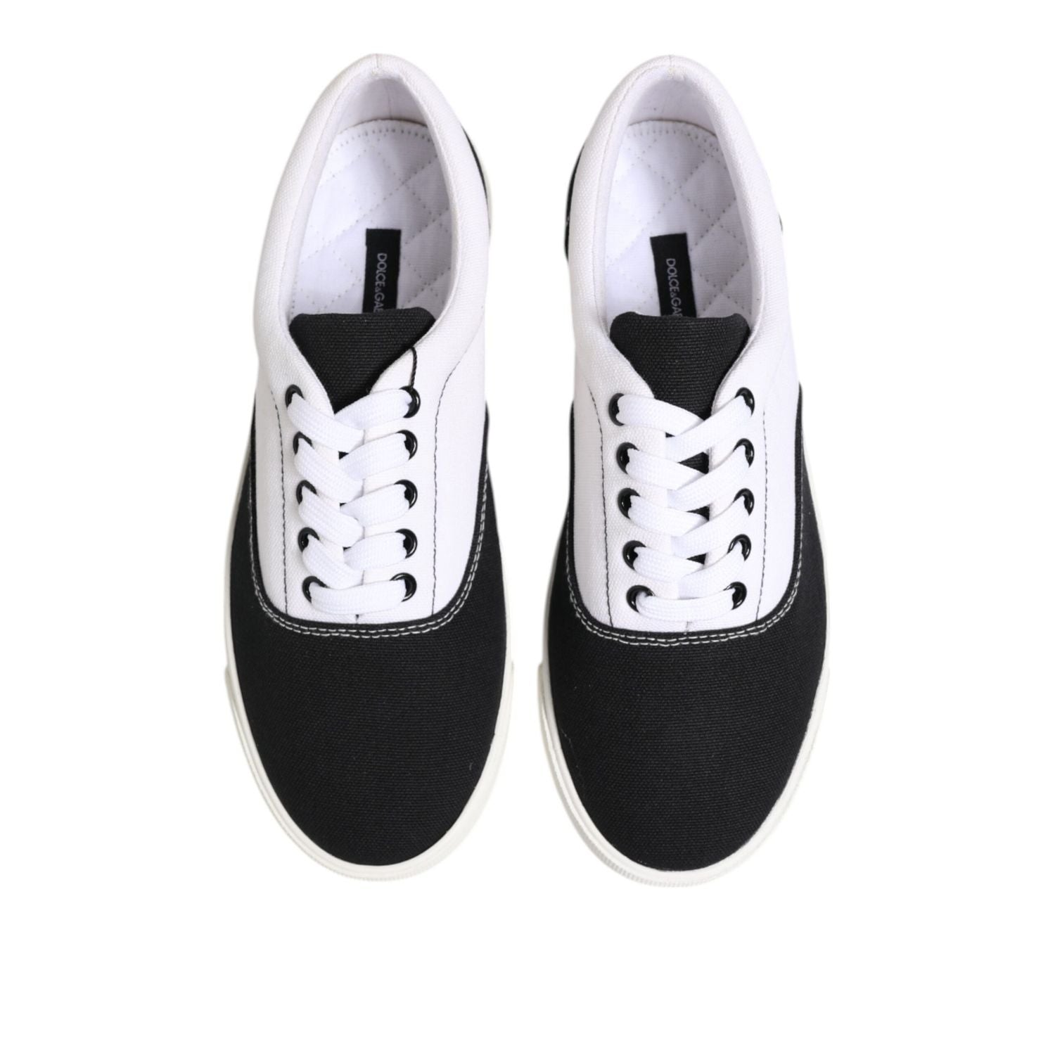Dolce & Gabbana Black Cotton Canvas Lace Up Men Sneakers Shoes