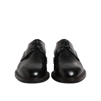 Dolce & Gabbana Black Leather Derby Wingtip Formal Shoes