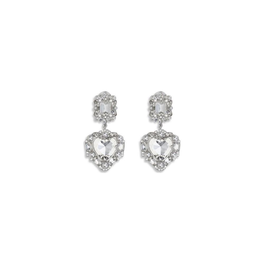 Self-Portrait Earrings with heart-shaped pendant SE-PF25600ESLSILVER-ONE SIZE