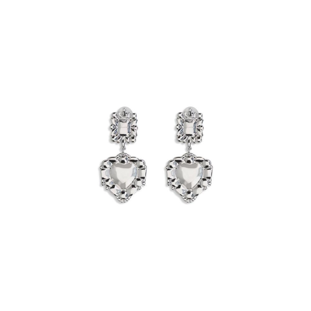 Self-Portrait Earrings with heart-shaped pendant SE-PF25600ESLSILVER-ONE SIZE