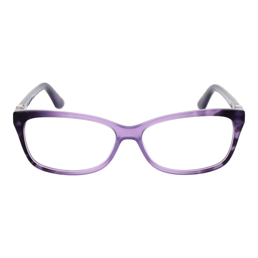 Guess Purple Women Glasses Frame in full-rim acetate with demo lenses, rectangle style, and spring hinges, size 56-14-140 for women.