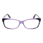Guess Purple Women Glasses Frame in full-rim acetate with demo lenses, rectangle style, and spring hinges, size 56-14-140 for women.