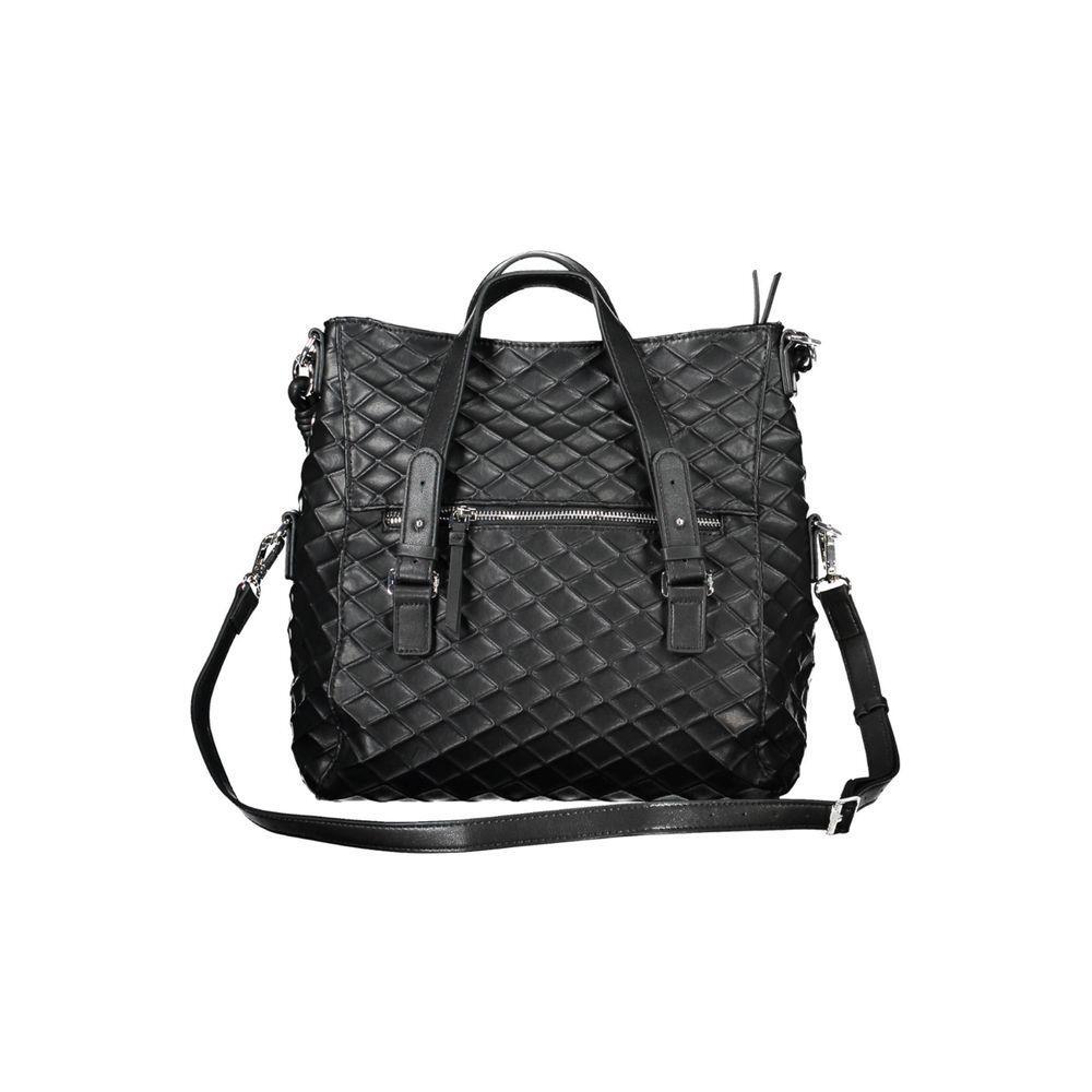 Front view with bag zipped and handles upright.