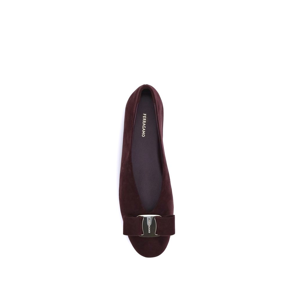 Ferragamo Bordeaux Goatskin Ballet Flats