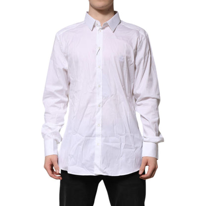 Dolce & Gabbana White Cotton GOLD Long Sleeves Formal Shirt