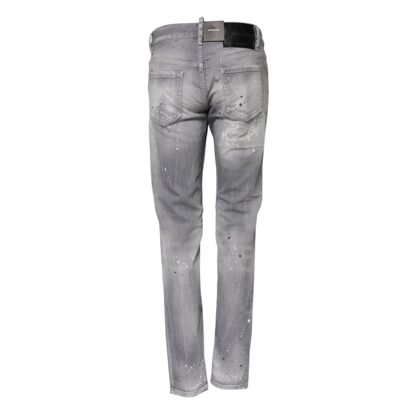 Dsquared² Gray Washed Mid Waist Tapered Denim Jeans