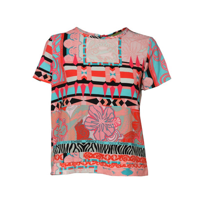 Versace Jeans Multicolor Print Short Sleeves Women Blouse Top