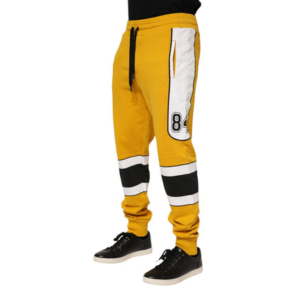 Dolce & Gabbana Yellow Cotton Logo Jogger Sweatpants Pants