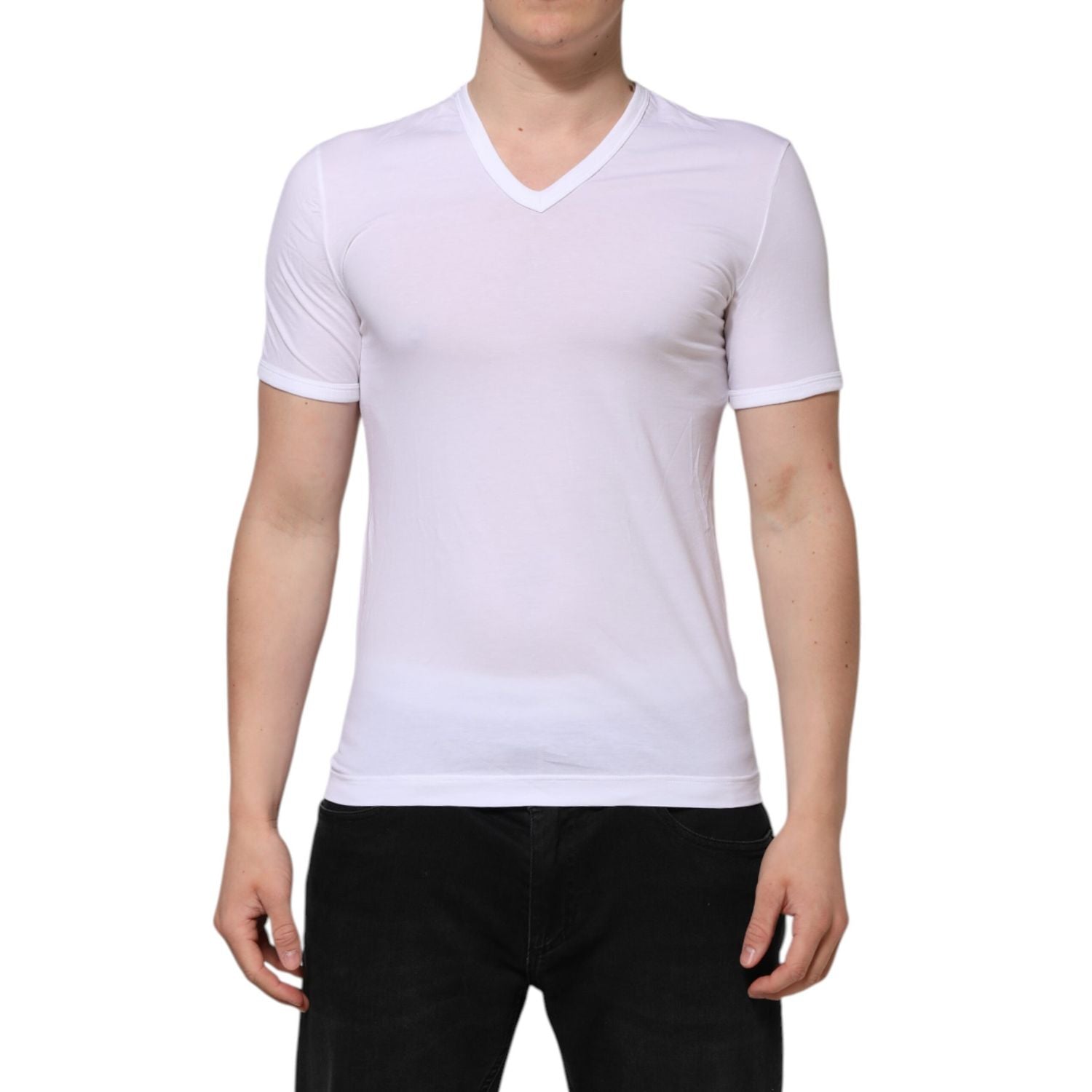 Dolce & Gabbana White Short Sleeves V-neck Underwear T-shirt