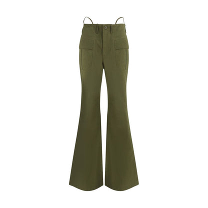 R13 Green Cotton Flared Pants