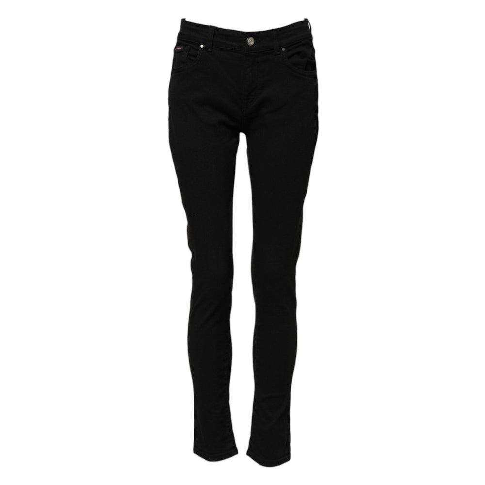 Dolce & Gabbana Black Cotton Logo Skinny Mid Waist Denim Jeans PAN74227-40