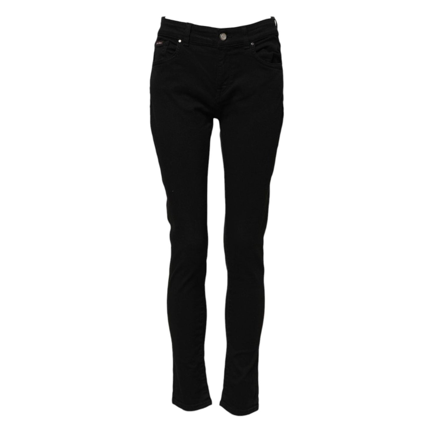 Dolce & Gabbana Black Cotton Logo Skinny Mid Waist Denim Jeans PAN74227-40