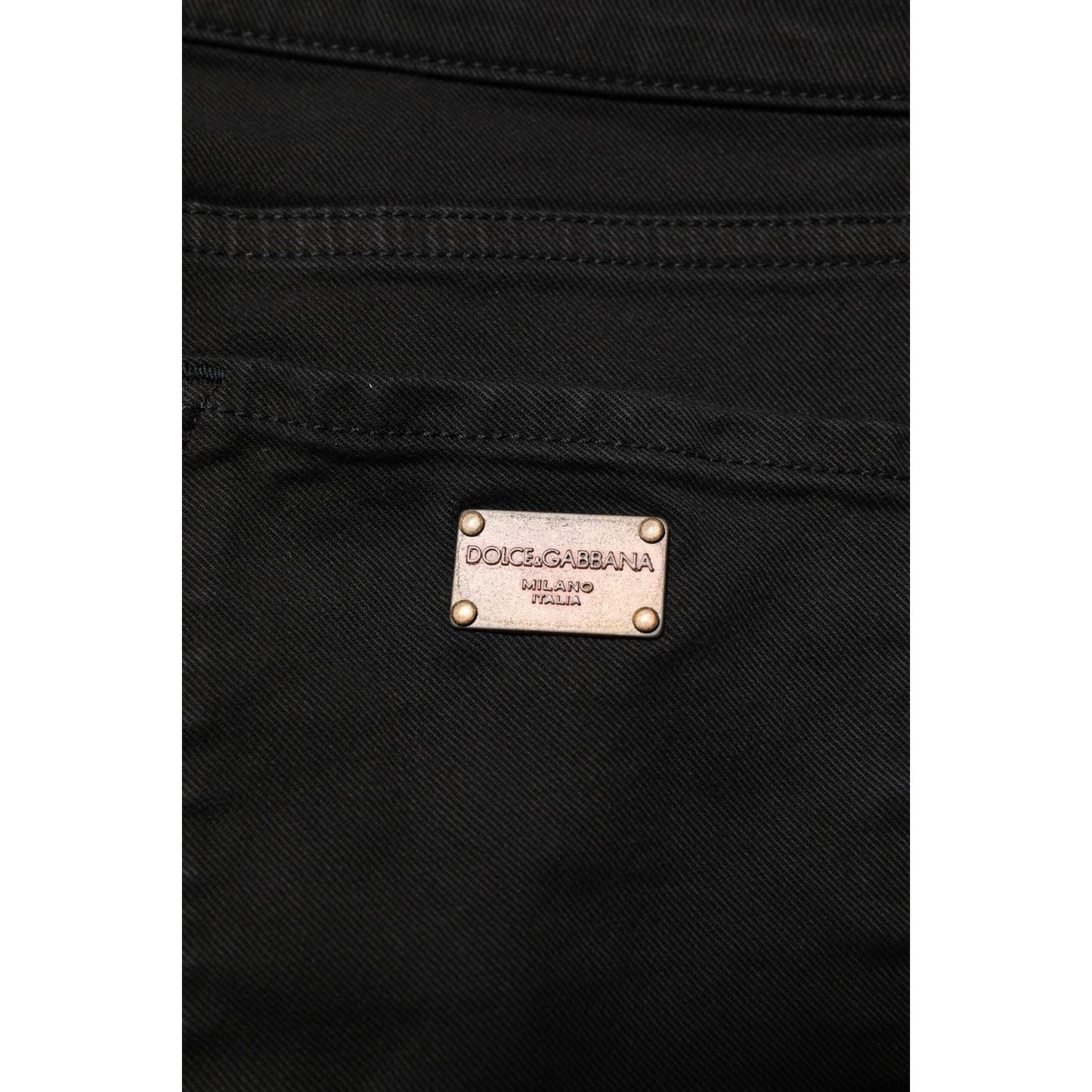 Dolce & Gabbana Black Cotton Logo Skinny Mid Waist Denim Jeans PAN74227-40