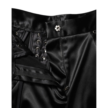 Dolce & Gabbana Black Lace Details High Waist Skinny Pants