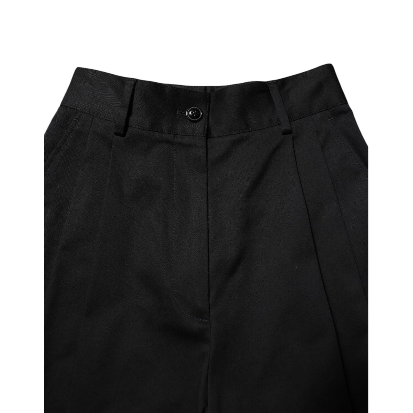 Dolce & Gabbana Black Cotton HighWaist Wide Leg Pants