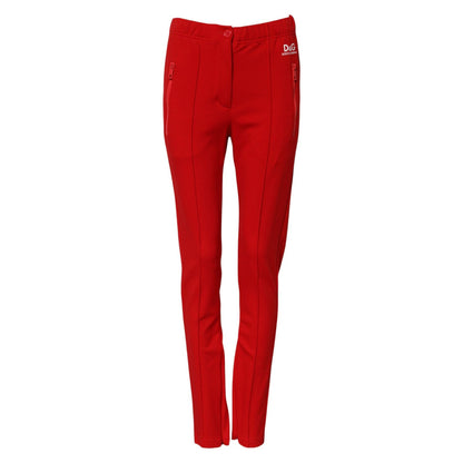 Dolce & Gabbana Red Mid Waist Slim Fit Pants