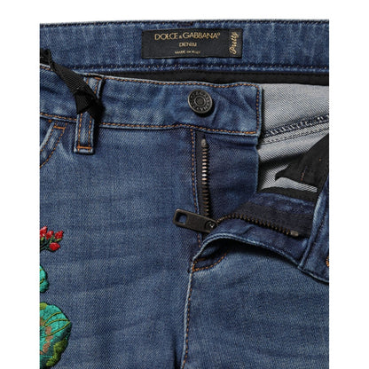 Dolce & Gabbana Blue Cotton Low Waist Skinny Denim Jeans