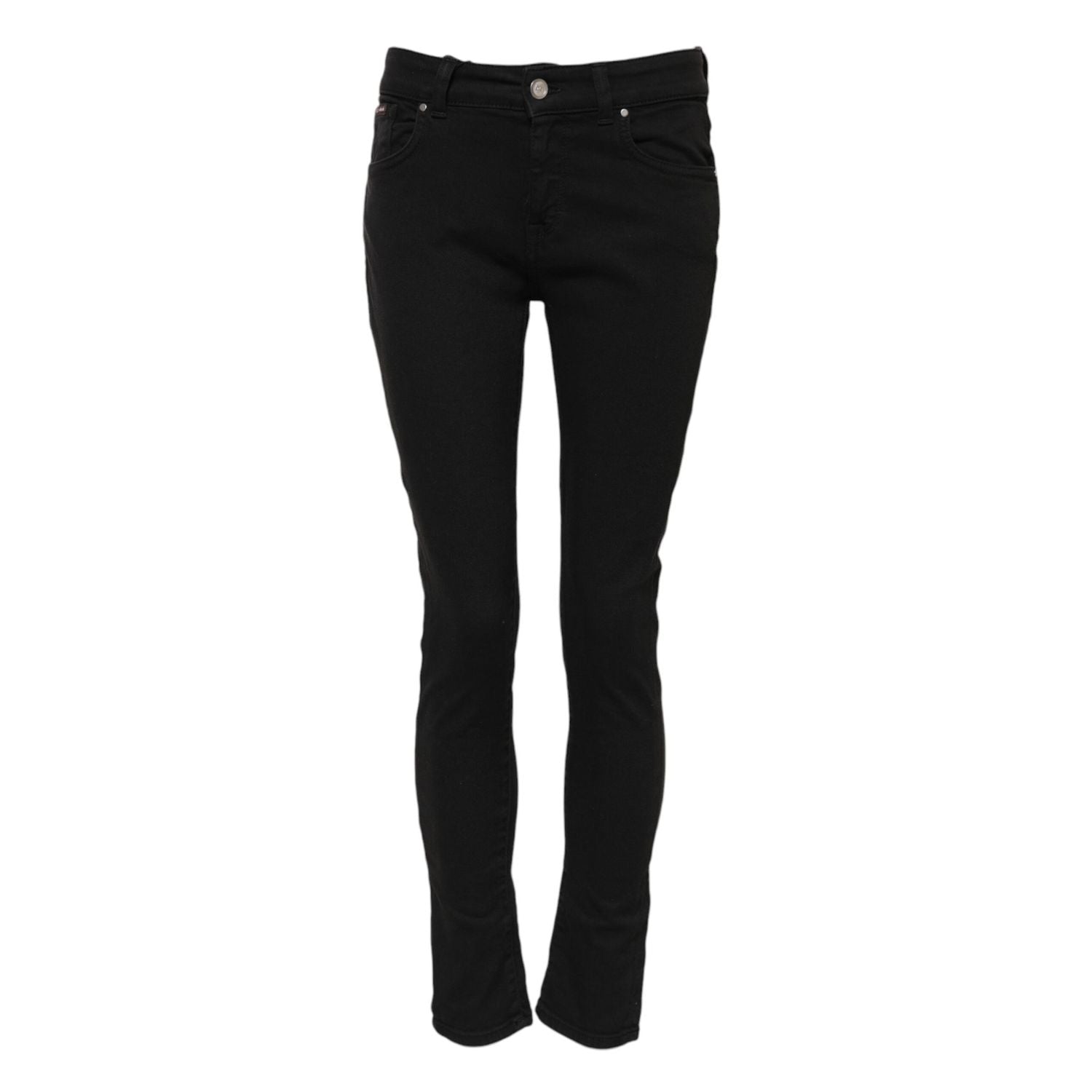 Dolce & Gabbana Black Cotton Logo Skinny Mid Waist Denim Jeans