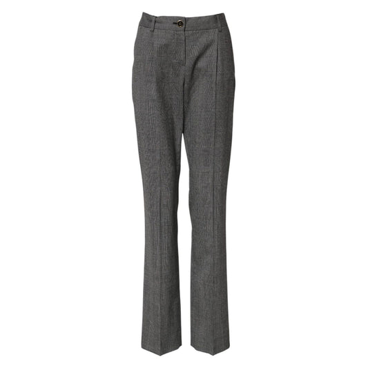 Dolce & Gabbana Gray Checkered High Waist Flared Pants