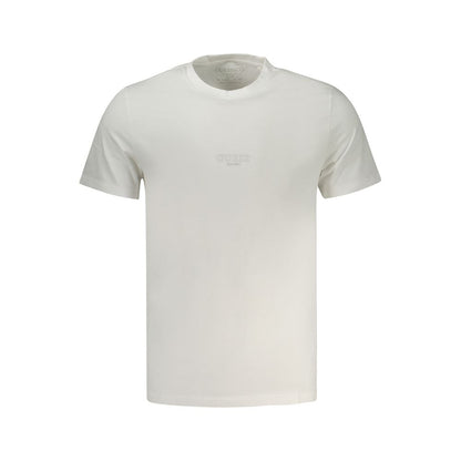 Guess Jeans White Cotton T-Shirt with short sleeves, slim fit, crew neck, printed logo, and made from organic cotton.