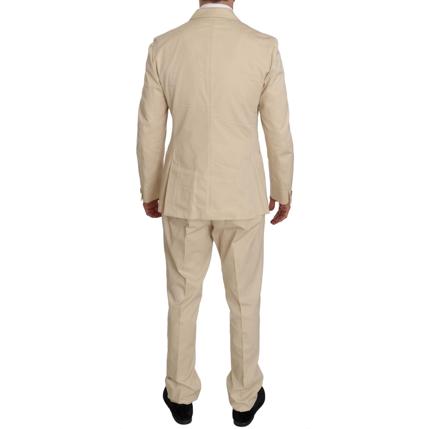 Romeo Gigli Two Piece 3 Button Beige Cotton Solid Suit