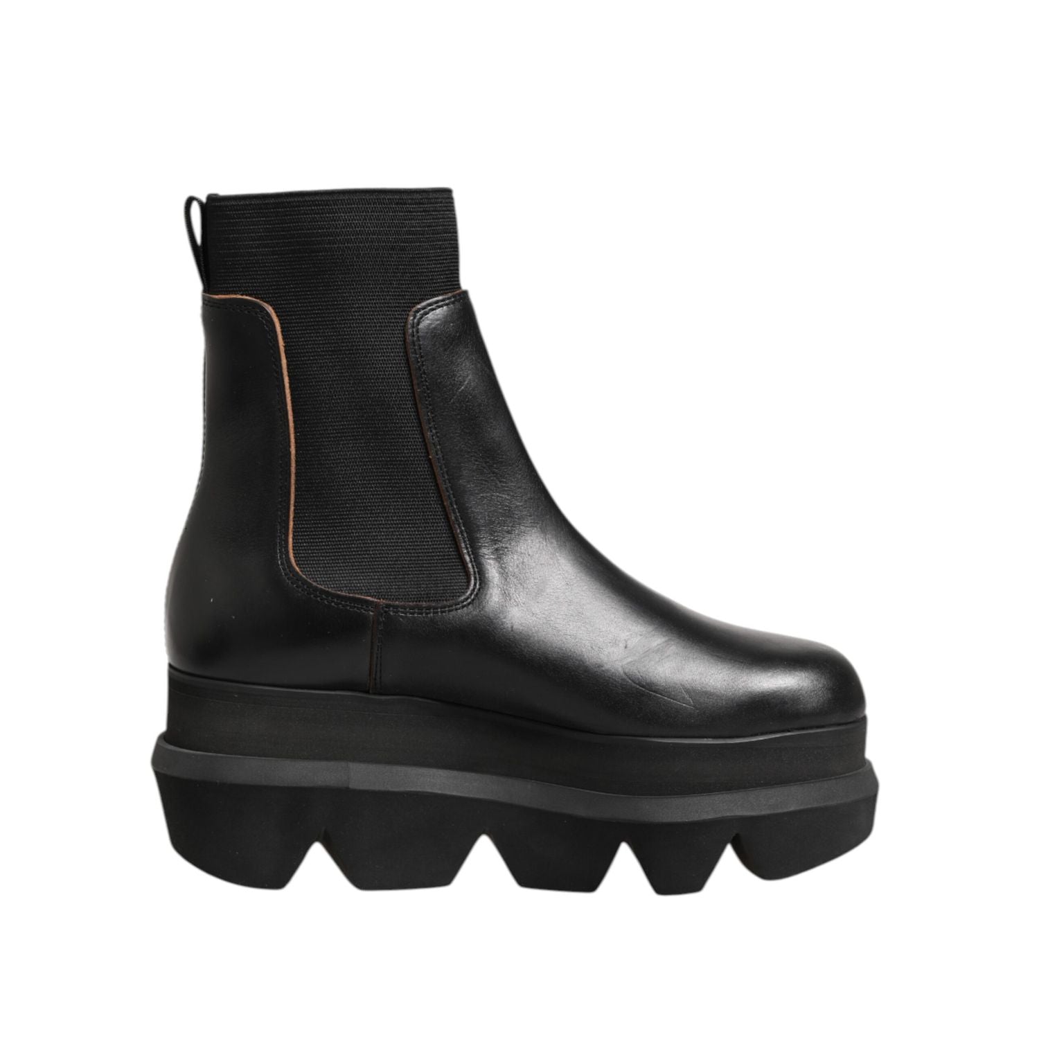 Sacai Black Chelsea Leather Pull On Women Ankle Boots Shoes