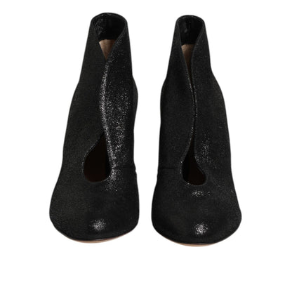 Gianvito Rossi Metallic Black Pump Stiletto Heels Shoes