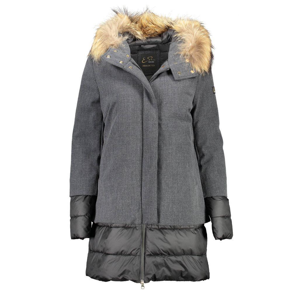 Yes Zee Gray Polyester Jackets & Coat YE-9429-L