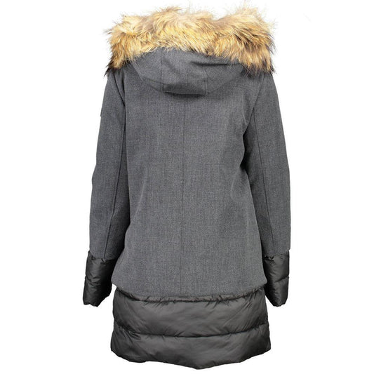 Yes Zee Gray Polyester Jackets & Coat