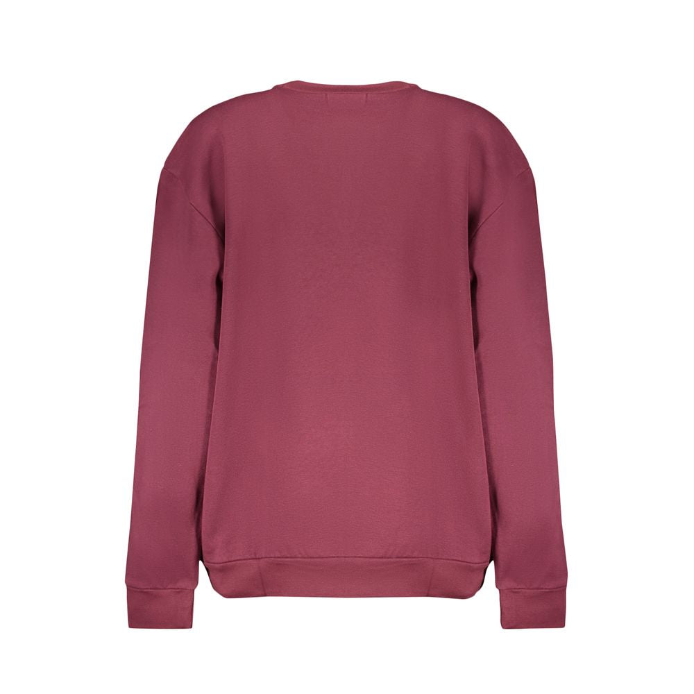 Back view of Cavalli Class Purple Cotton Women Sweater showcasing its elegant design and comfort.