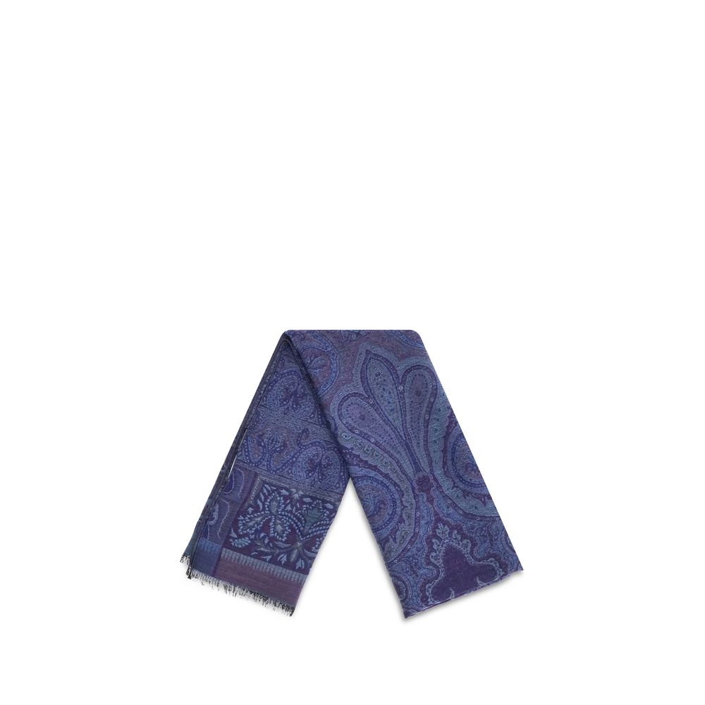 Etro Blue Wool Scarf