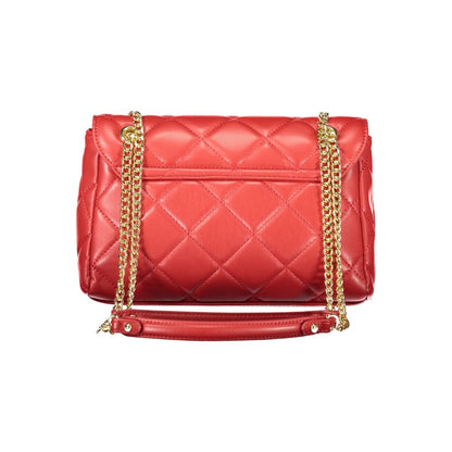 Mario Valentino Red Polyethylene Women Handbag with chain details and elegant design, featuring secure closure and logo accent.
