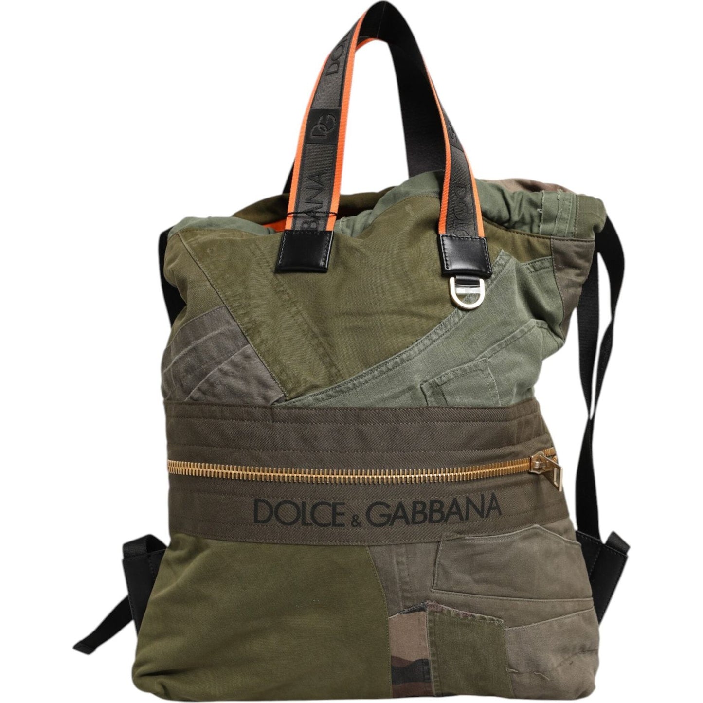 Dolce & Gabbana Military Green Patchwork Rucksack Backpack Bag BAG4637