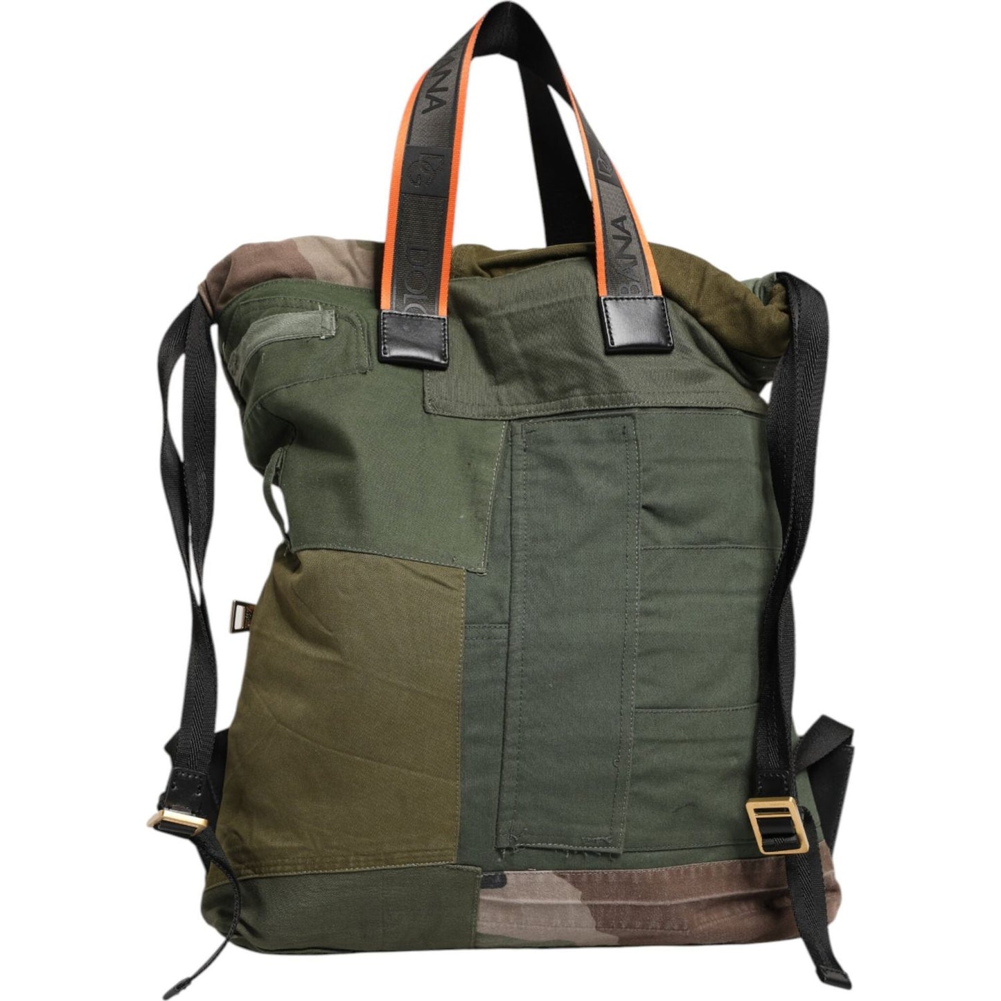Dolce & Gabbana Military Green Patchwork Rucksack Backpack Bag BAG4637