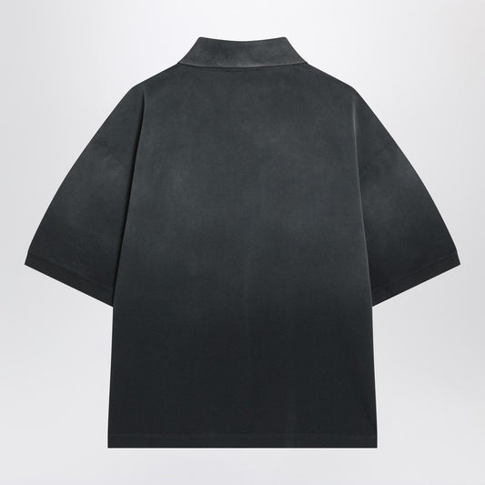 Alexander McQueen Faded effect black polo shirt in cotton 824867QXACD/Q_ALEXQ-1000_323