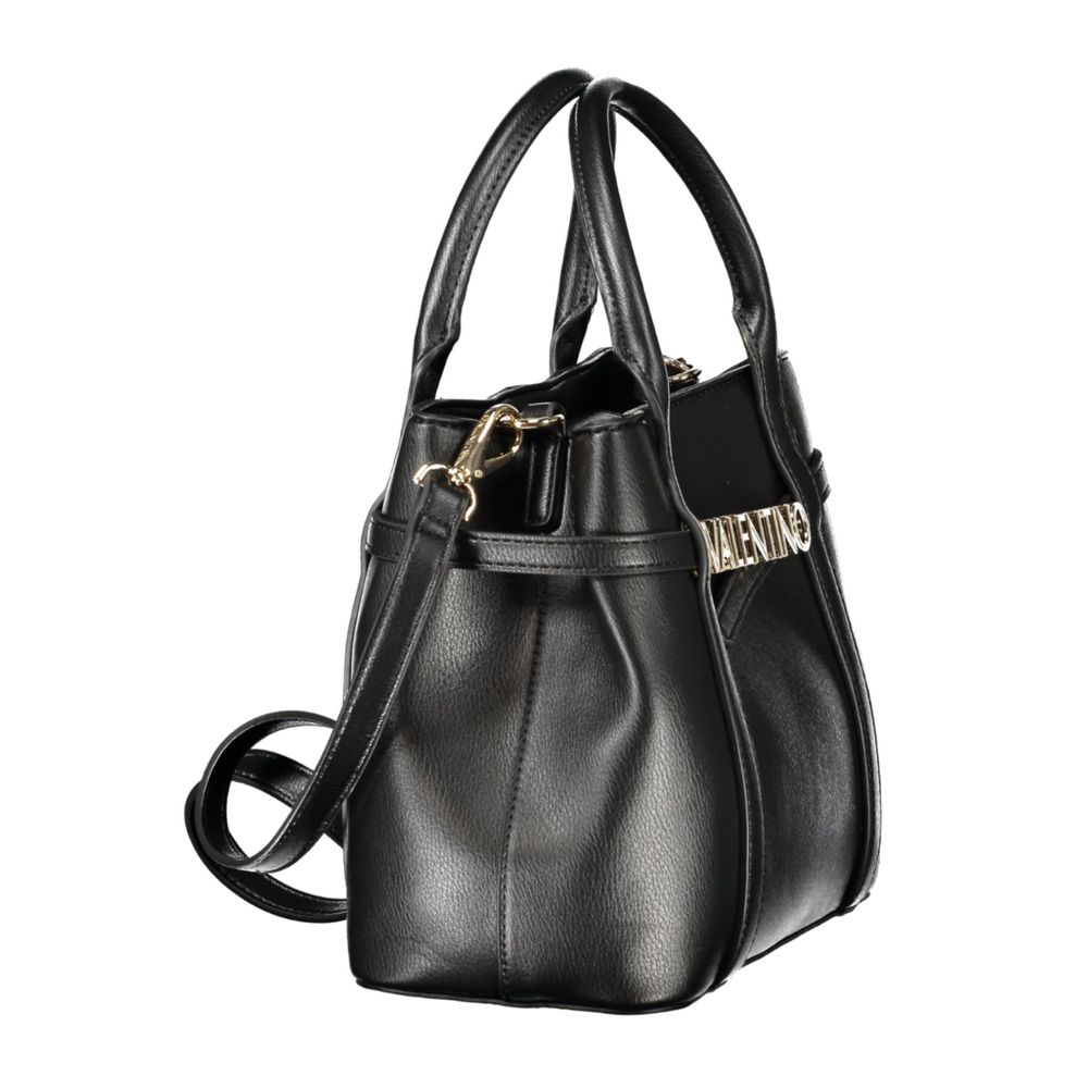 Mario Valentino Black Polyethylene Women Handbag with twin handles and detachable shoulder strap