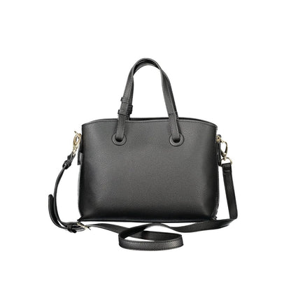 Mario Valentino Black Polyethylene Women Handbag with adjustable shoulder strap, elegant design and durable material.