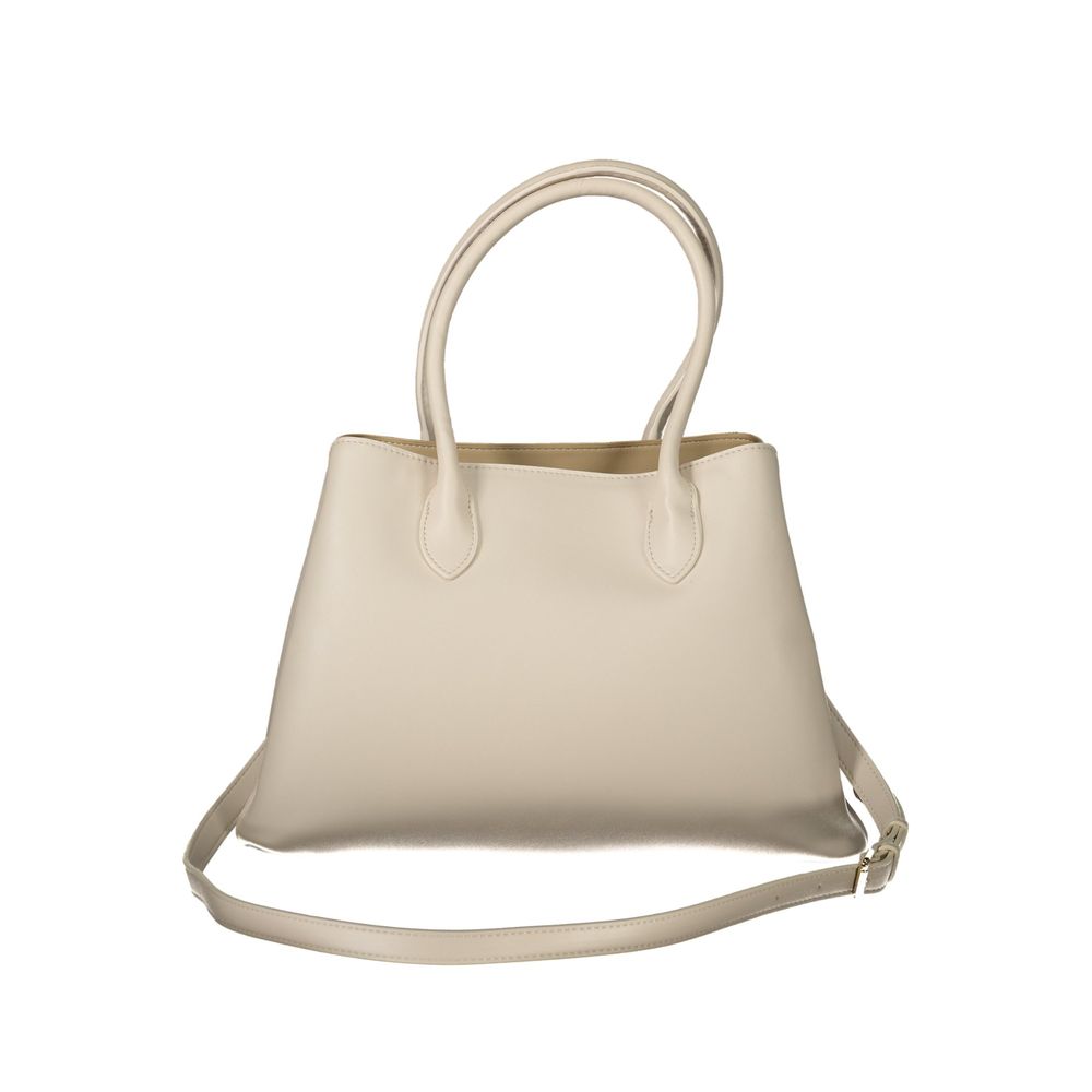 Mario Valentino Beige Polyethylene Women Handbag with detachable strap and compartments, elegant design for modern women.