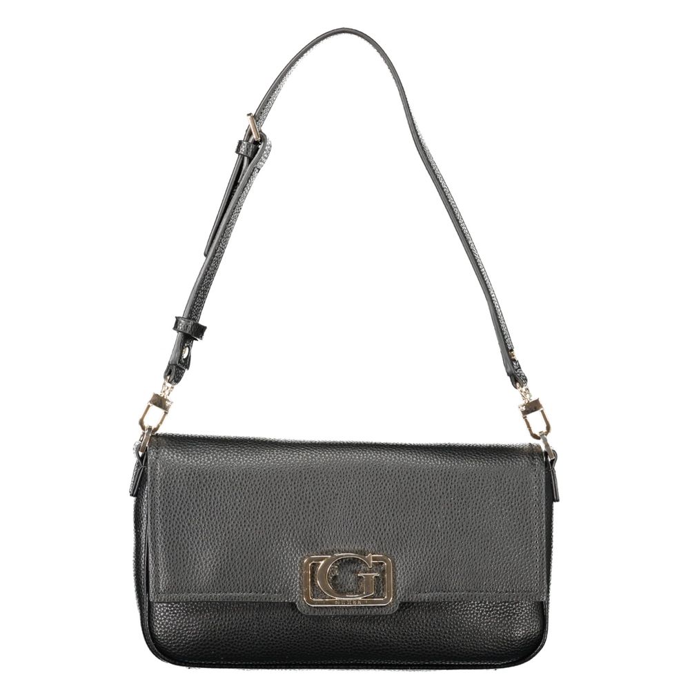 Guess Jeans Black Polyethylene Women Handbag with adjustable strap and chic design.