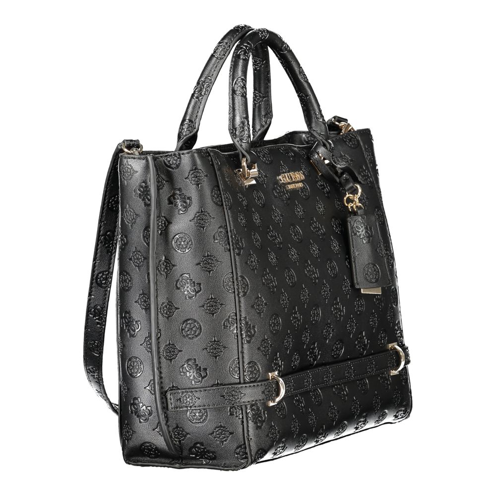 Elegant Guess Jeans Black Polyethylene Women Handbag with handles and detachable shoulder strap, perfect for stylish modern fashionistas.