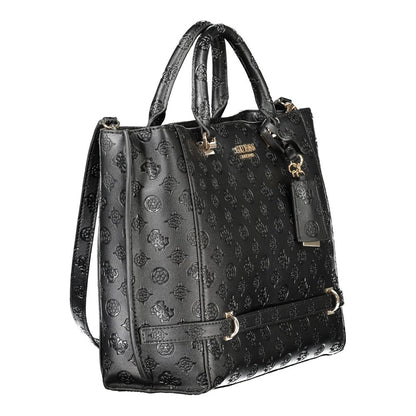 Elegant Guess Jeans Black Polyethylene Women Handbag with handles and detachable shoulder strap, perfect for stylish modern fashionistas.